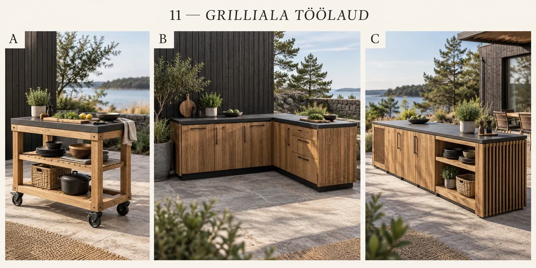 Grilliala töölaud ja hoiukapp – variandid